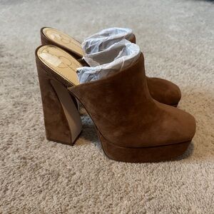 Jessica Simpson Denima Brown Suede Platform Mules